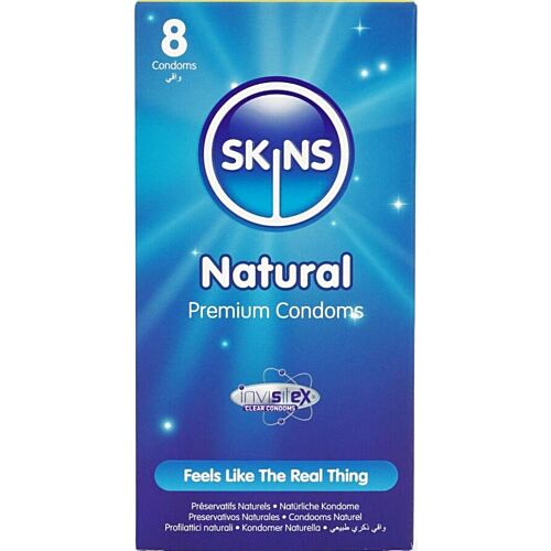 Skins Natural 8-Pack Kondomer med Ekstra Glidecreme
