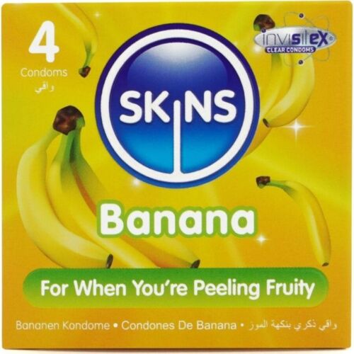 SKINS Premium Banan Kondomer Pakke med 8 - Sjov Smag