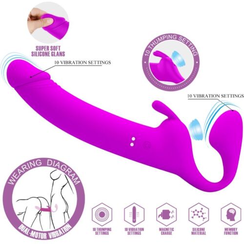 Dildo Pretty Love Zanini Strap-On med 10 vibrationer