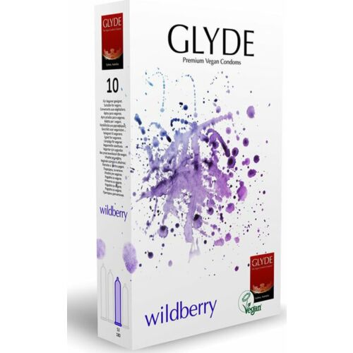 Veganske kondomer Glyde Ultra Wildberry - 10 pakke