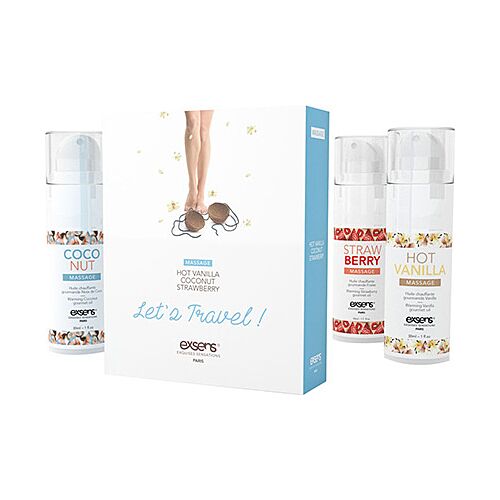 Varmende Gourmet Massage Olie Exsens Rejse Sæt - 3 Smage