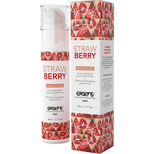 Varmende Massageolie Exsens Jordbær 50ml til Intime Øjeblikke
