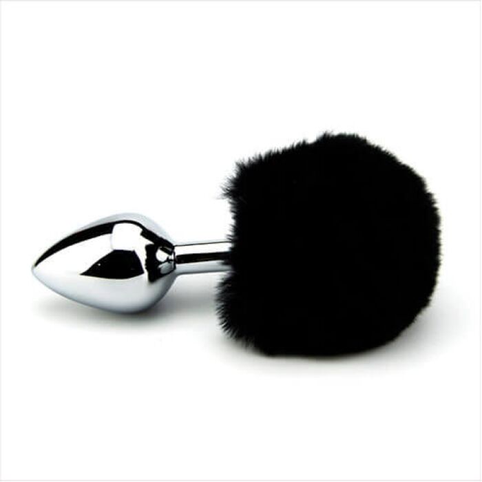 Buttplug Furry Fantasy Bunny Tail med pels Negro Buttplug Furry Fantasy Bunny Tail med pels Negro