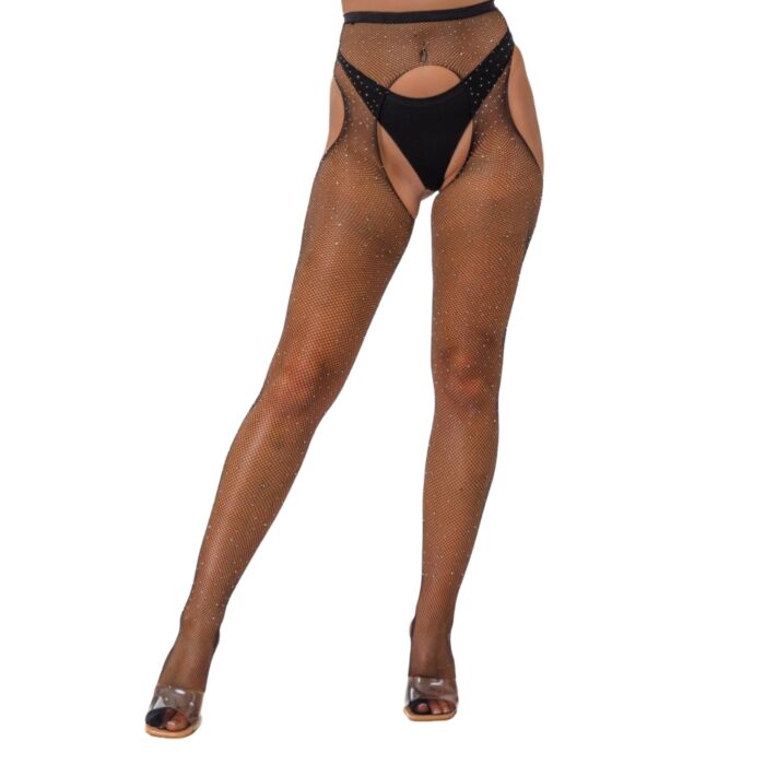 Strømpebukser Lace by LJ Rhinestone Crotchless Strømpebukser Lace by LJ Rhinestone Crotchless