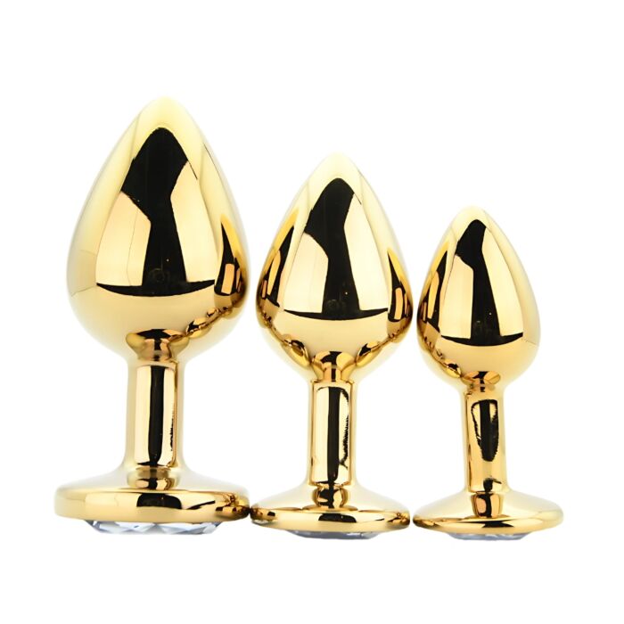 Buttplug Toosh Gold Set of 3 Clear Stone Buttplug Toosh Gold Set of 3 Clear Stone
