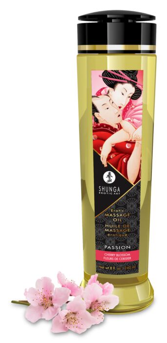 Massageolie Shunga Cherry Blossom med koldpressede olier