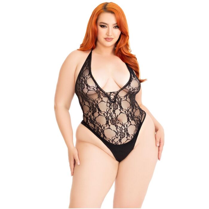 Teddy Leg Avenue Floral Lace Dyb V-udskæring