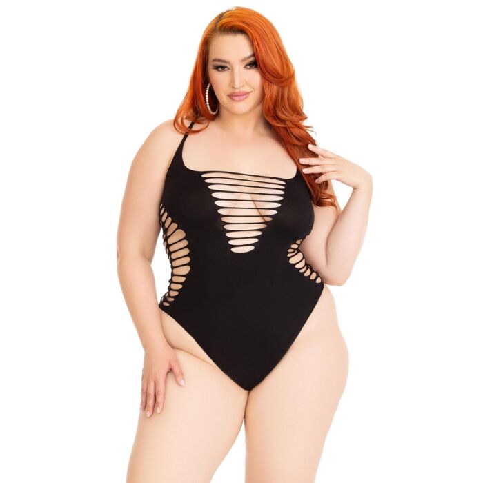 Shredded Thong Bodysuit Leg Avenue One Size passt til 14-18 Shredded Thong Bodysuit Leg Avenue One Size passt til 14-18