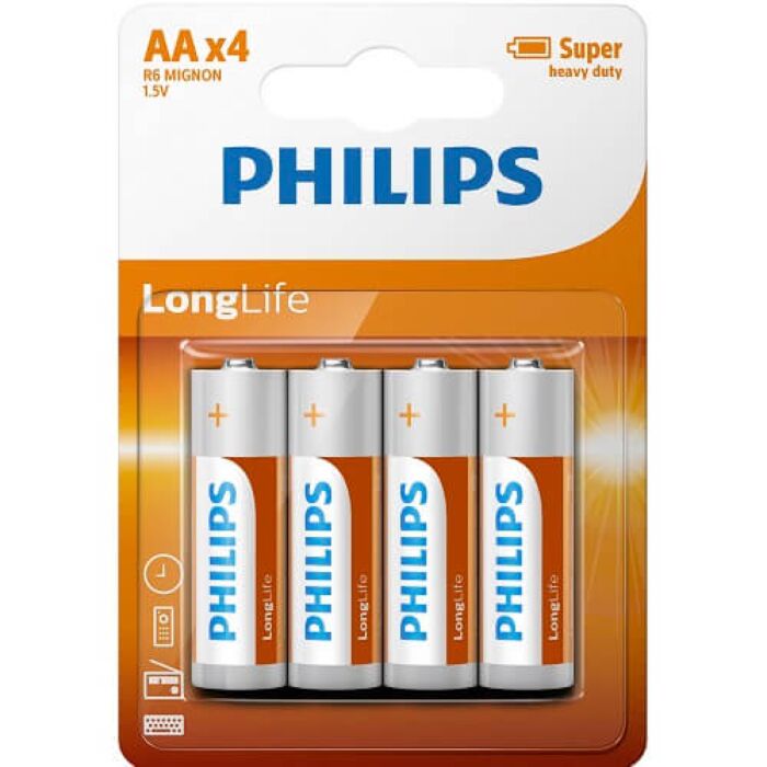 Batterier Philips AA Size 4-pack Batterier Philips AA Size 4-pack