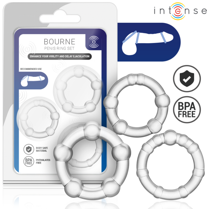 Penis Ring INTENSE FOR HIM Set Med 3 Stk. Penis Ring INTENSE FOR HIM Set Med 3 Stk.