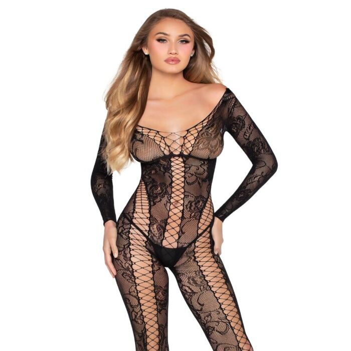 Bodystocking LEG AVENUE 89369 Net og Blonder Bodystocking LEG AVENUE 89369 Net og Blonder