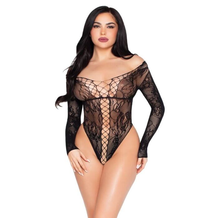 Teddy Leg Avenue 89370 med blonder og net Teddy Leg Avenue 89370 med blonder og net