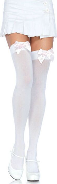 Leg avenue medias nylon blanco y lazo rosa Leg avenue medias nylon blanco y lazo rosa
