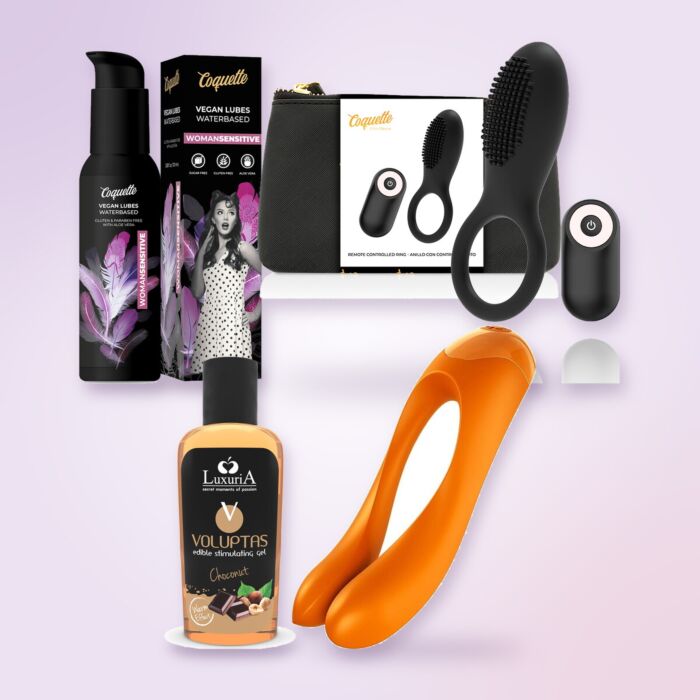 Premiumsæt til par med vibrerende ring og fingervibrator Premiumsæt til par med vibrerende ring og fingervibrator