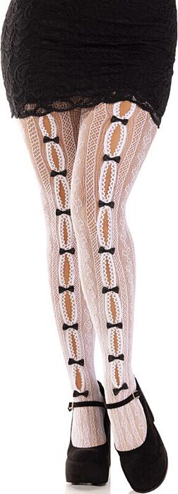 Medias Leg Avenue Corazón y Lazos Blancos