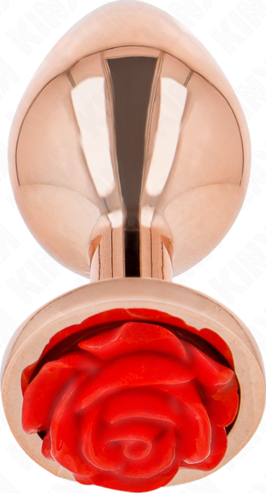 Plug Anal KINK Oro Rosa con Rosa Roja - Elegante Plug Anal KINK Oro Rosa con Rosa Roja - Elegante