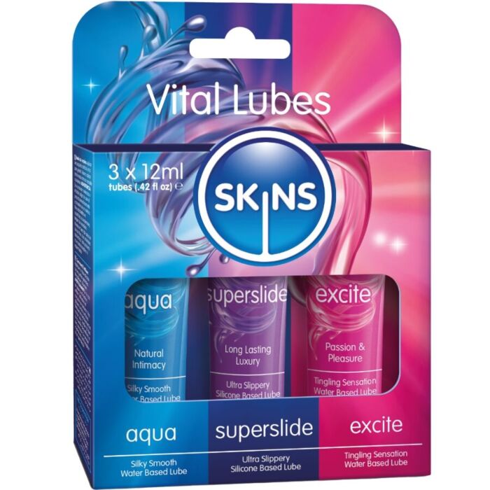 Lubricant SKINS VITAL LUBES KIT - Trio af essentielle varianter Lubricant SKINS VITAL LUBES KIT - Trio af essentielle varianter